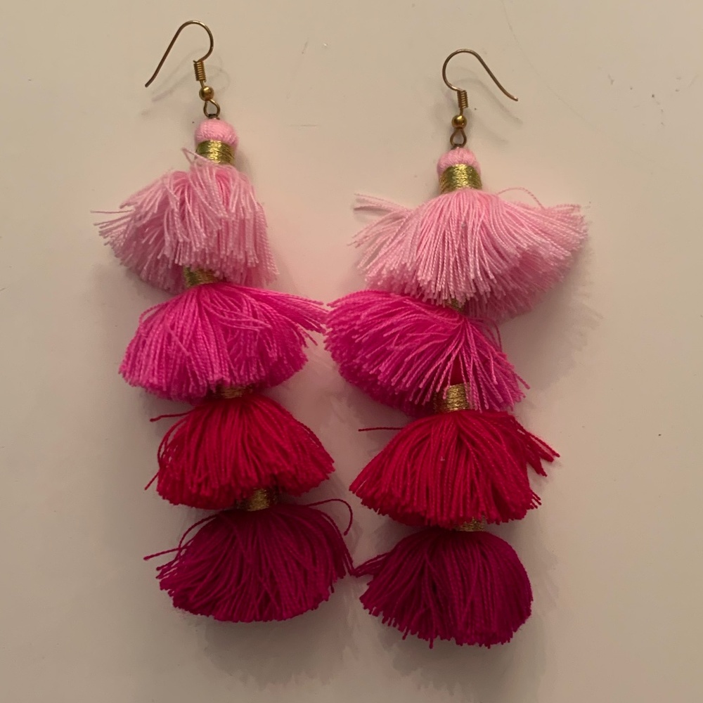 Shade of pink fringe earrings